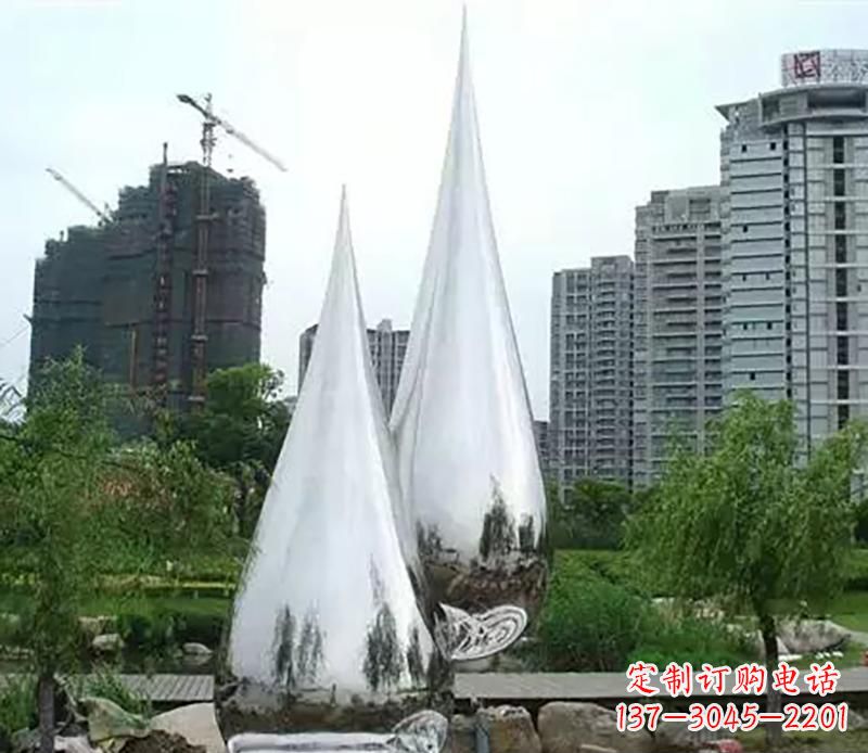 聊城小区不锈钢水滴雕塑