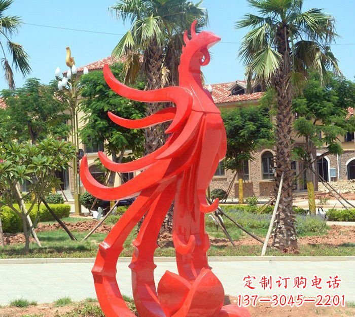 聊城小区抽象不锈钢凤凰雕塑