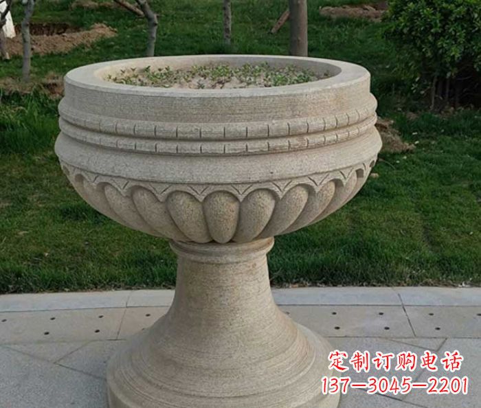 聊城小区大理石花盆摆件石雕