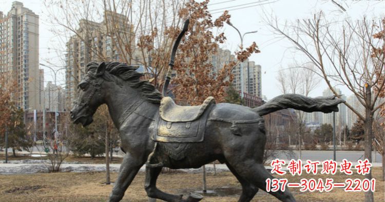 聊城小区动物奔跑的马铜雕