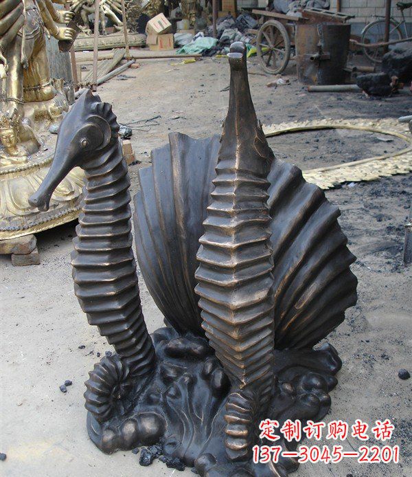 聊城小区动物海马铜雕