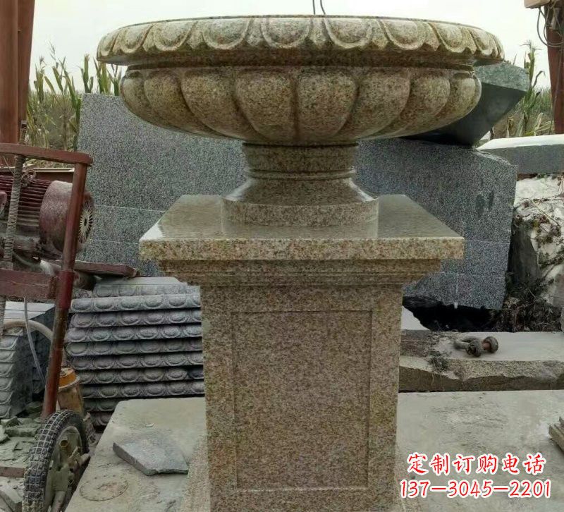 聊城小区花岗岩花盆雕塑