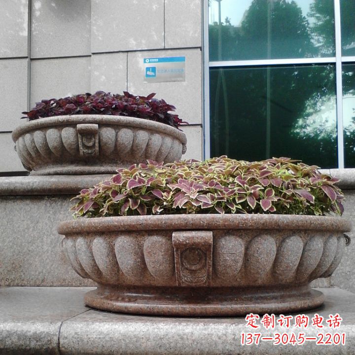 聊城小区花岗岩石雕花盆