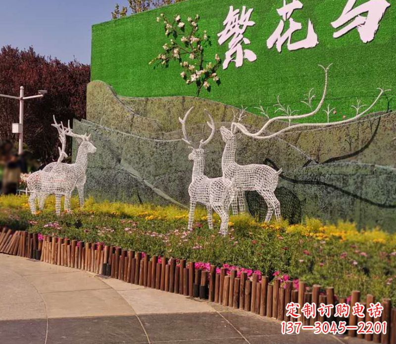 聊城小区景观不锈钢梅花鹿