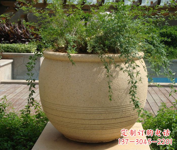 聊城小区景观大理石花盆石雕 (2)