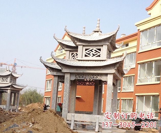 聊城小区景观大理石凉亭石雕