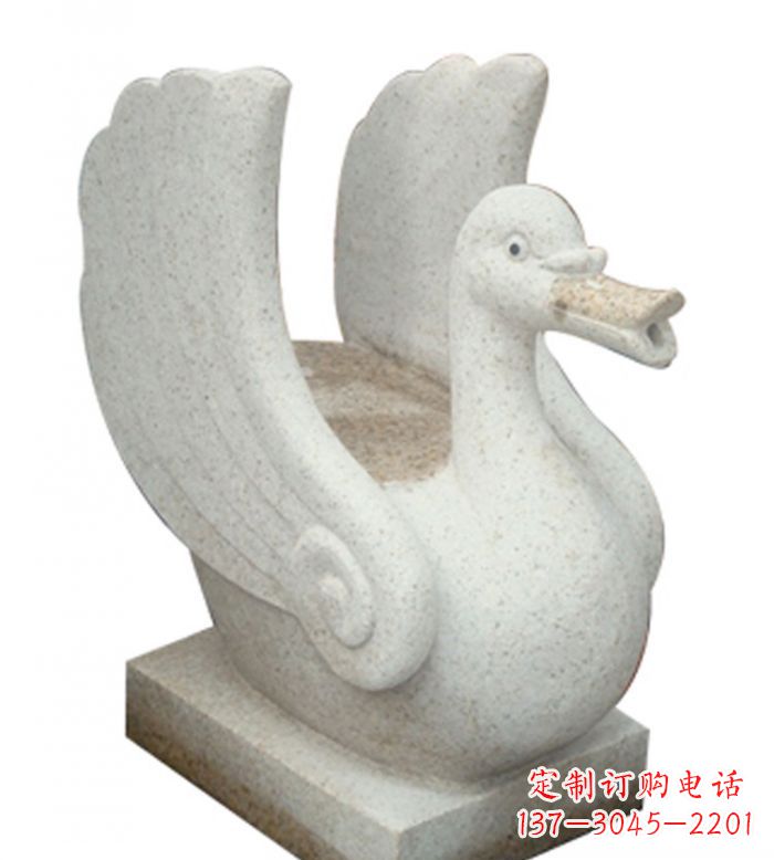 聊城小区景观大理石天鹅喷泉石雕 (2)