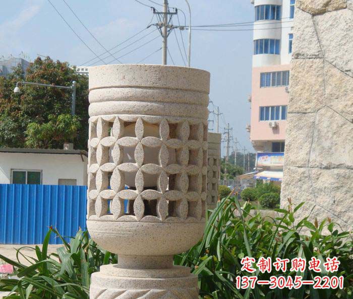 聊城小区景观镂空石灯石雕