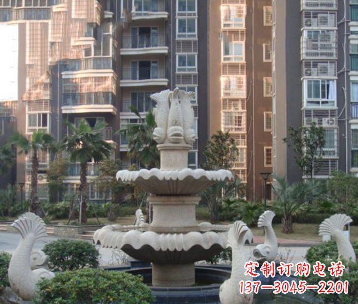 聊城小区景观鲤鱼喷泉石雕