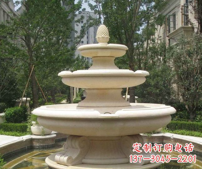 聊城小区景观晚霞红多层喷泉石雕