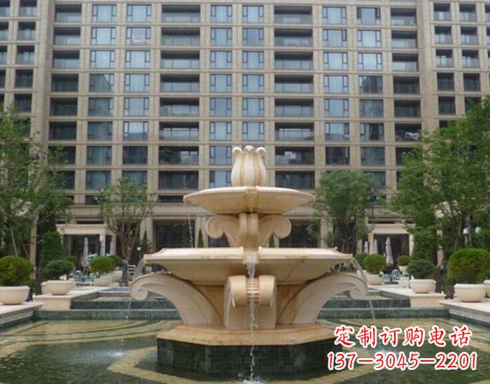 聊城小区景观晚霞红喷泉石雕 (2)