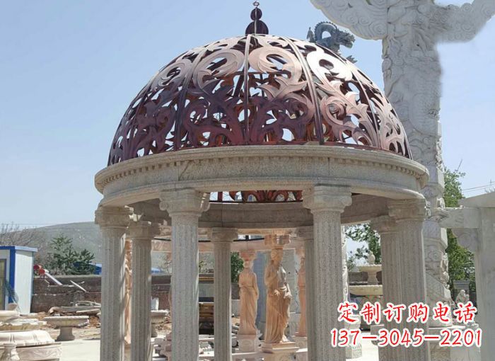 聊城小区欧式圆顶凉亭石雕 (3)