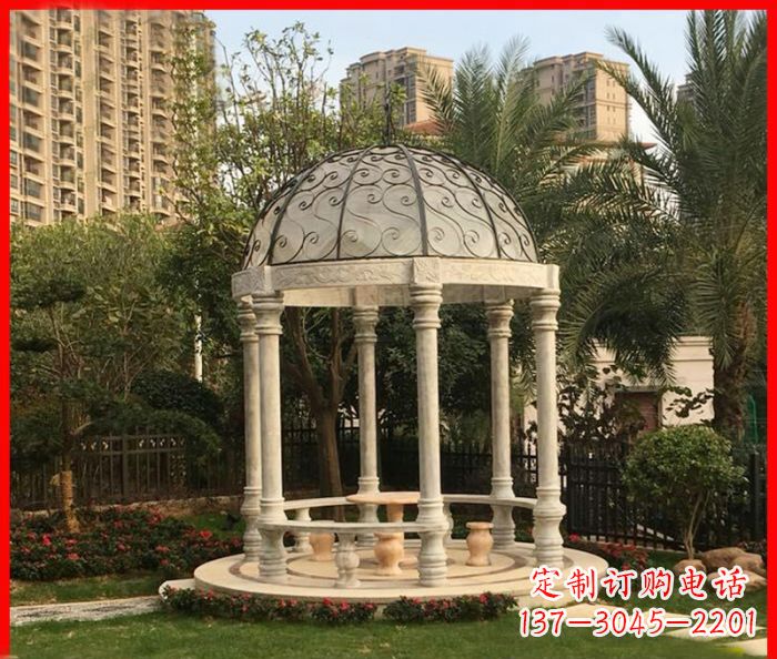 聊城小区欧式圆顶凉亭石雕 (2)