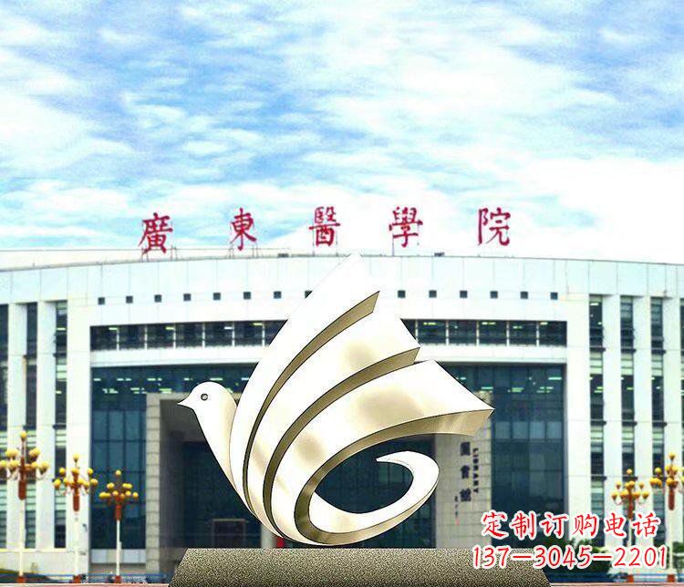 聊城校园不锈钢抽象和平鸽雕塑