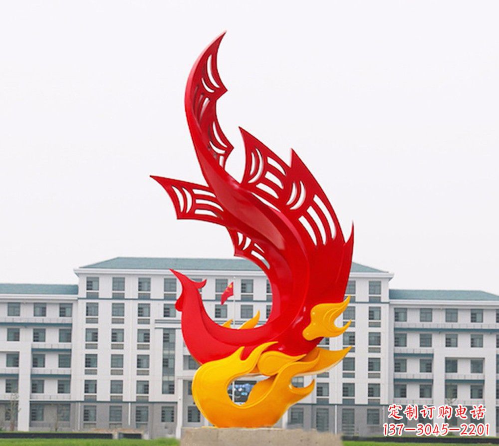 聊城校园不锈钢凤凰浴火雕塑