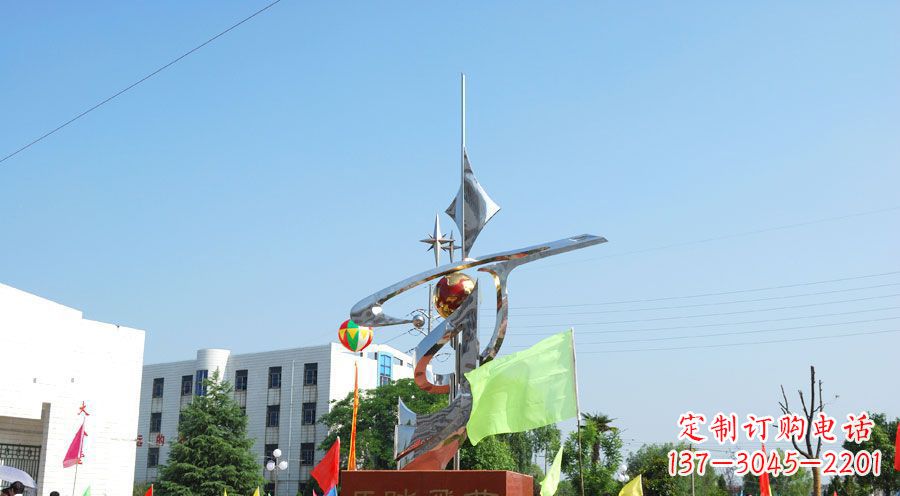 聊城校园不锈钢马踏飞燕地球雕塑