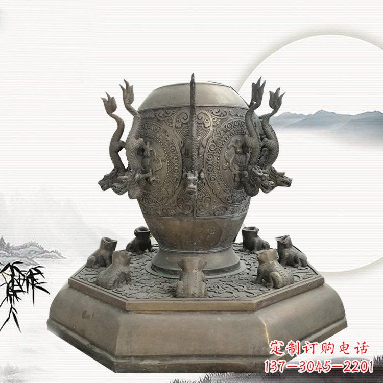 聊城校园地动仪铜雕