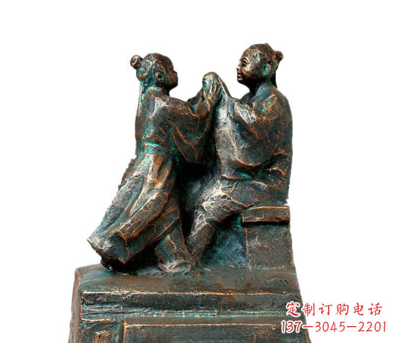 聊城校园古代孔融让梨人物铜雕