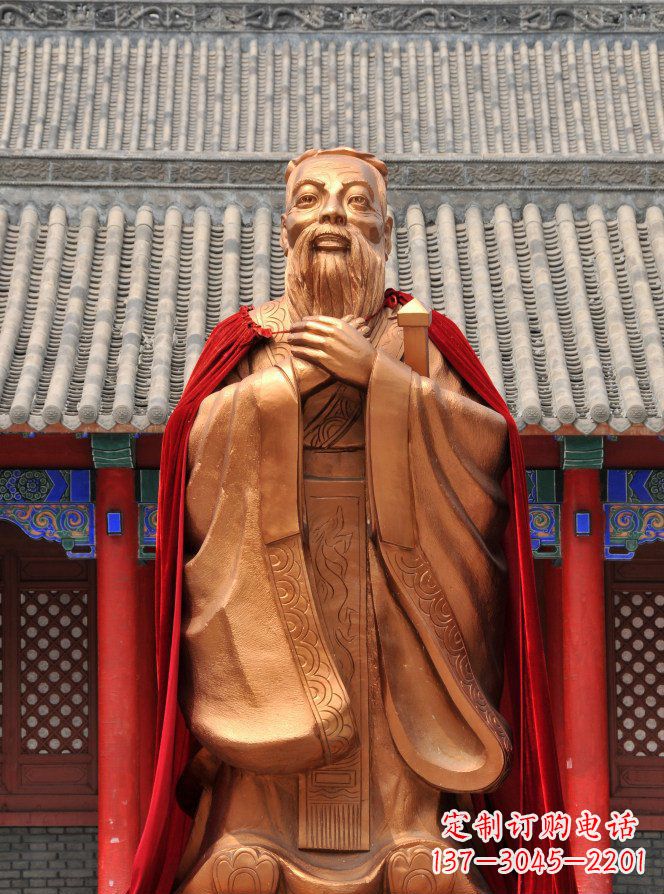 聊城校园古代名人孔子铜雕