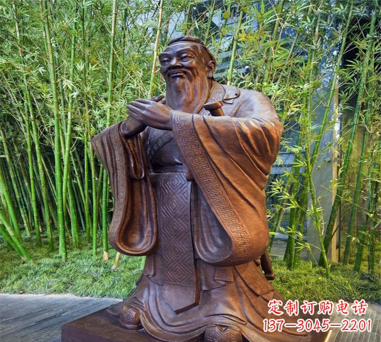 聊城校园孔子行教像铜雕