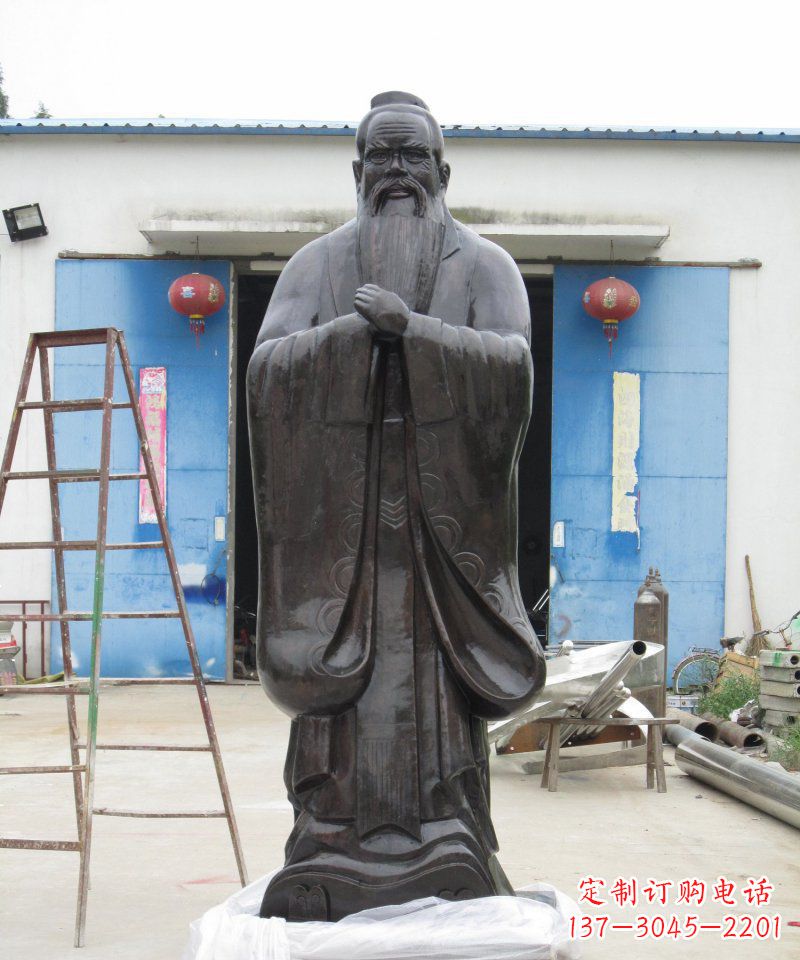 聊城校园老子古代名人铜雕