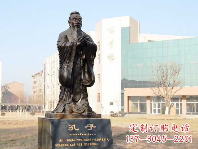 聊城校园名人孔子铜雕 (2)