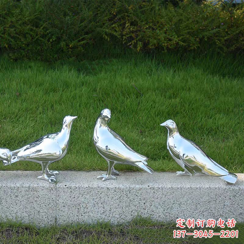 聊城银白色不锈钢电镀鸽子雕塑摆件