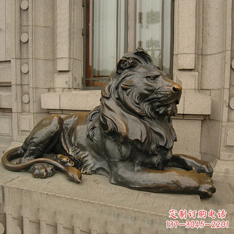 聊城银行大门铜雕港币狮子看门动物雕塑