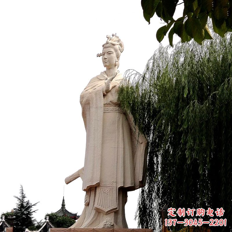 聊城虞姬砂岩石雕-景区园林古代人物著名美女雕像