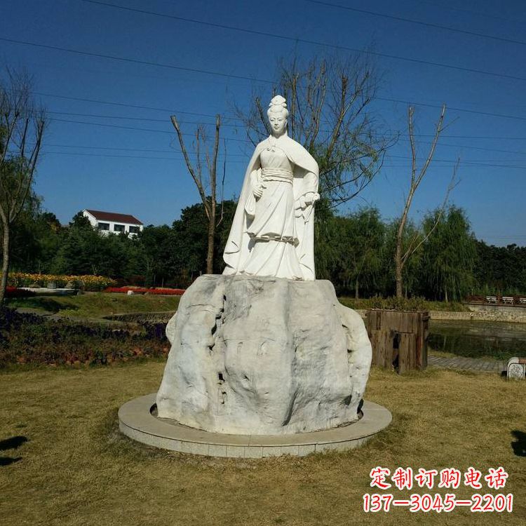 聊城虞姬石雕塑-公园历史名人楚汉时期美女雕像