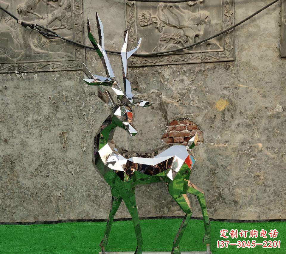 聊城园林不锈钢抽象小鹿雕塑
