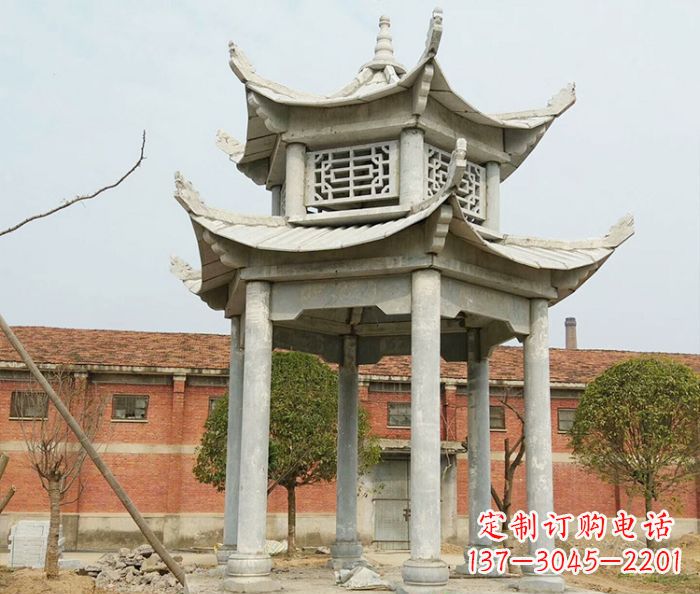 聊城园林仿古双层石雕凉亭 (2)