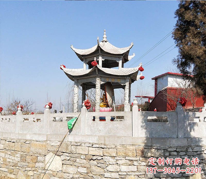 聊城园林仿古双层石凉亭景观石雕 (3)