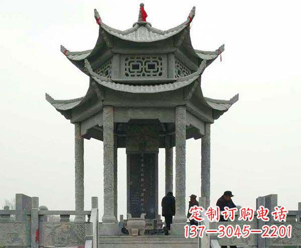 聊城园林仿古双层石凉亭景观石雕