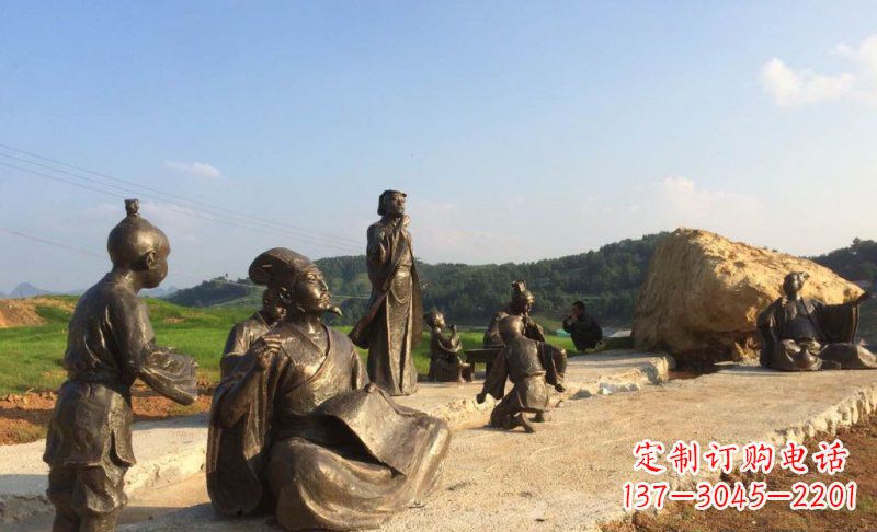 聊城园林古代人物和玩耍的小孩小品铜雕
