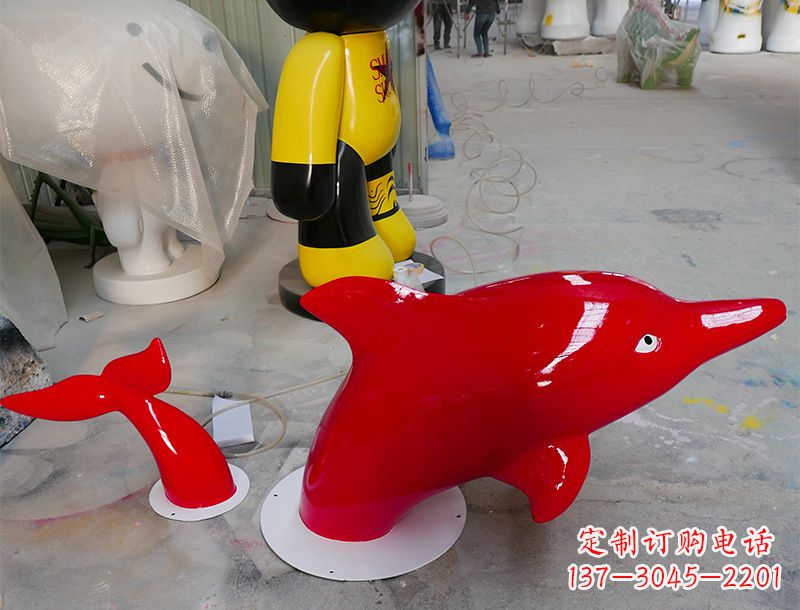 聊城园林广场创意海豚入水出水雕塑摆件