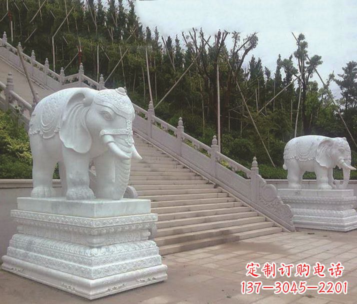 聊城园林汉白玉大象景观石雕