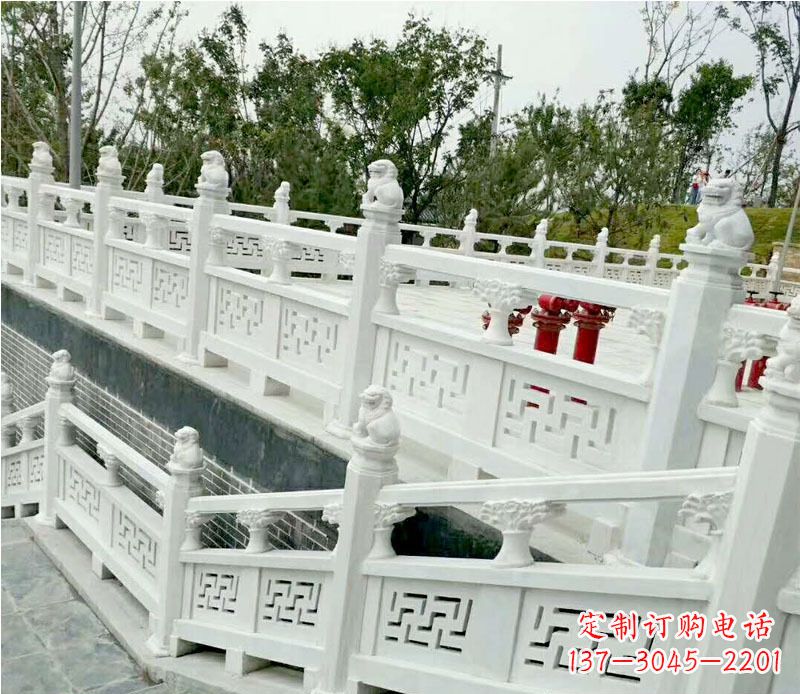 聊城园林汉白玉栏板景观石雕 (2)