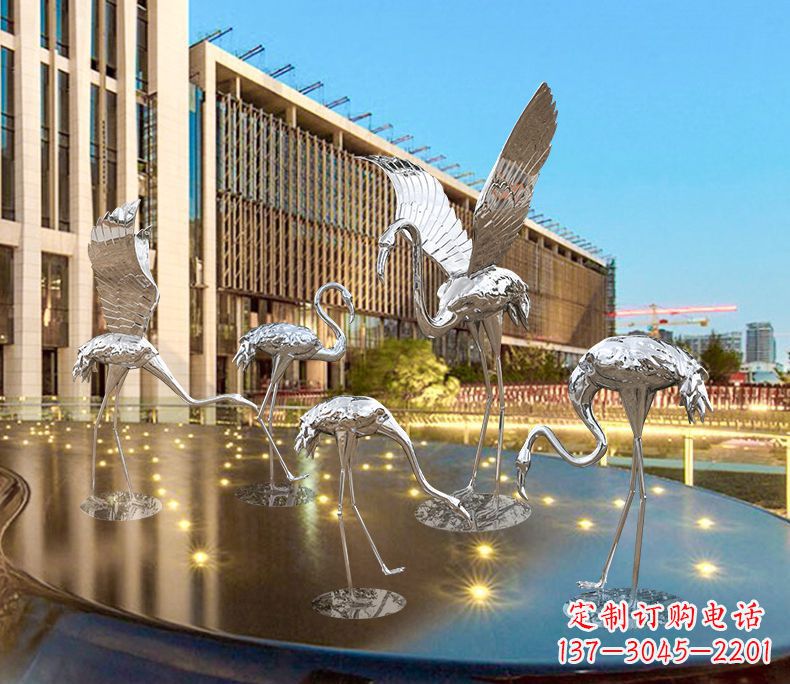 聊城园林火烈鸟不锈钢雕塑
