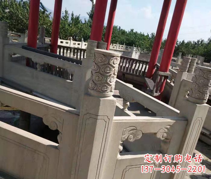 聊城园林景观大理石桥栏板石雕 (3)