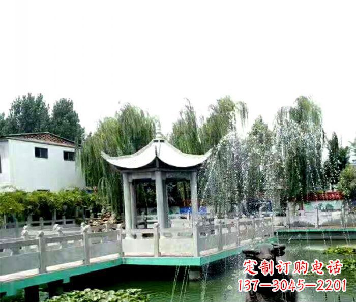 聊城园林景观单层六角石雕凉亭