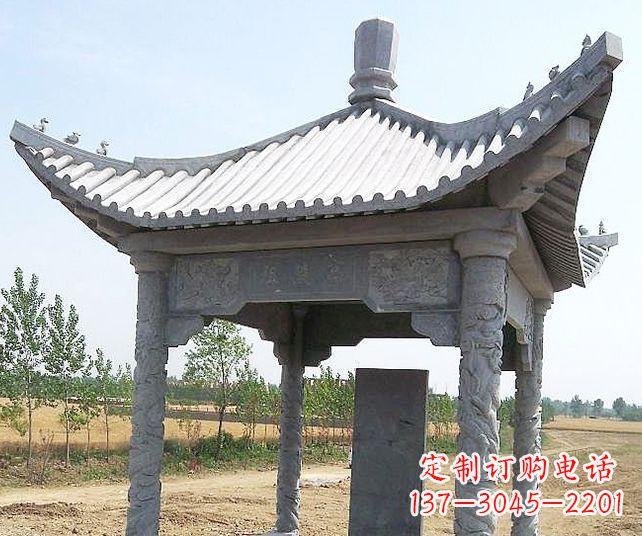 聊城园林景观单层石雕凉亭 (4)