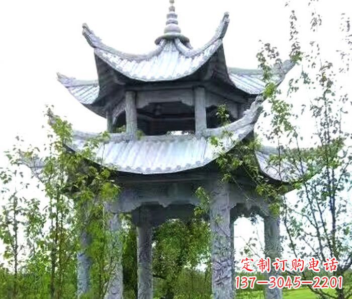 聊城园林景观仿古六角石凉亭