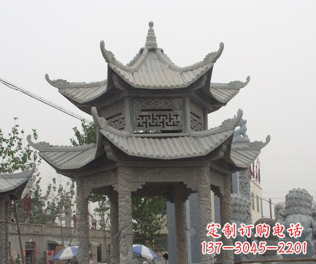聊城园林景观仿古石雕凉亭 (2)