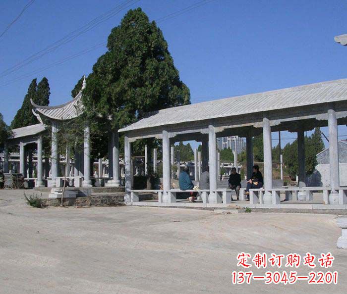 聊城园林景观仿古石雕长廊凉亭 (2)