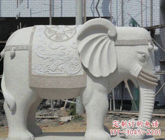 聊城园林景观驮宝大象石雕 (2)