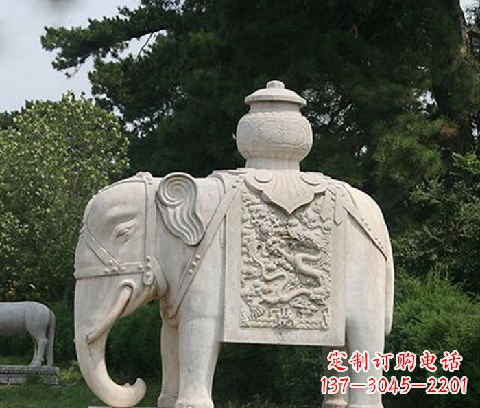 聊城园林景观驮宝大象石雕