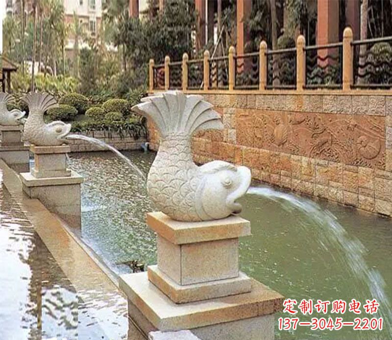 聊城园林鲤鱼喷泉景观石雕
