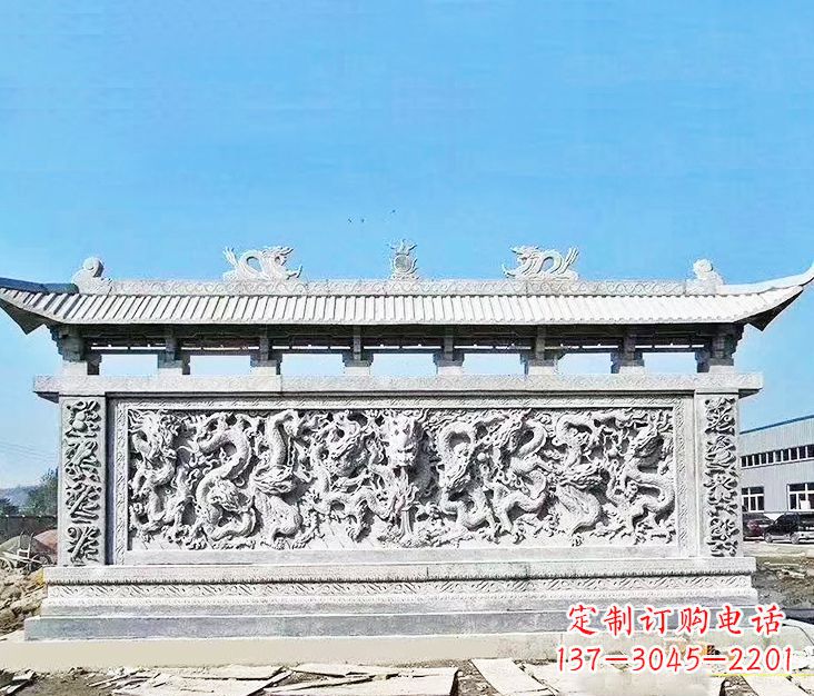聊城园林龙浮雕影壁墙景观石雕
