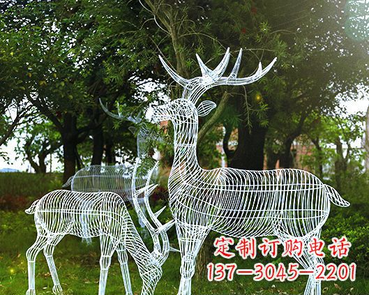 聊城园林镂空梅花鹿不锈钢景观雕塑
